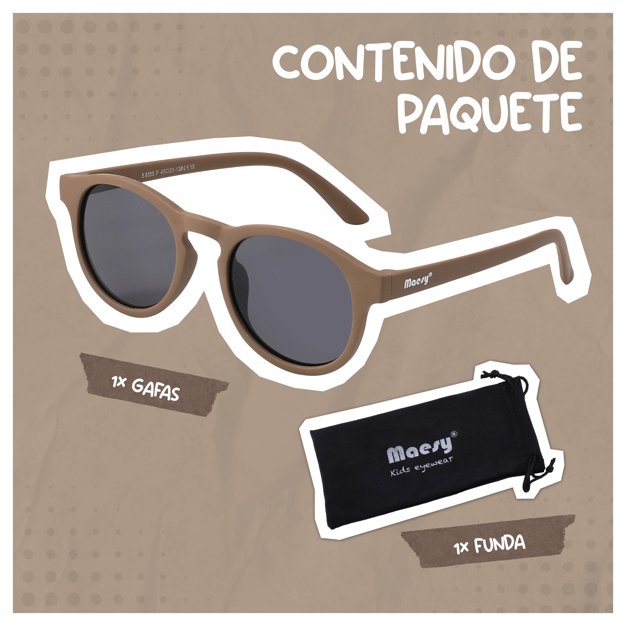 Gafas de sol para niños de 6 a 12 años - Protección polarizada UV400 - Marco flexible y flexible - Gafas de sol seguras y cómodas para niños - Novi