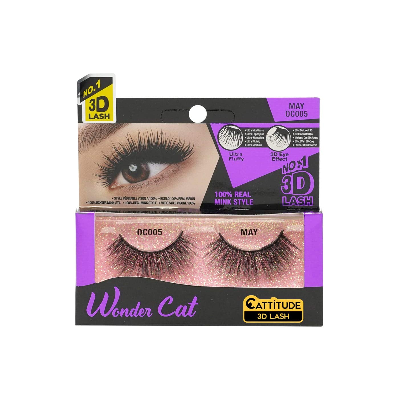 CATTITUDE 3D LASHES May Wonder Cat Faux Mink False Eyelashes, Lightweight & Reusable, Cruelty-Free