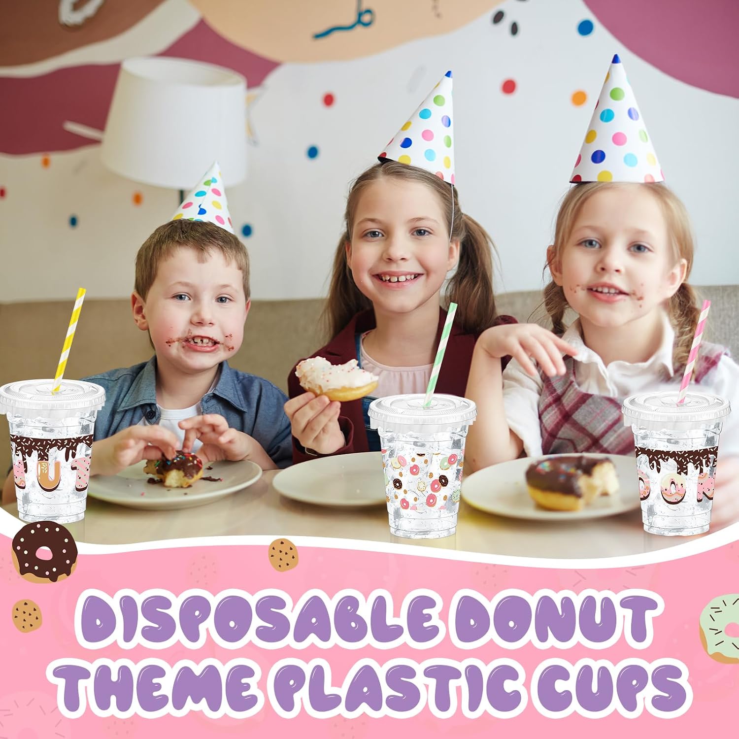 FoldTier 50 Pcs Plastic Cups with Lids and Straws 12 oz Party Cups image 5