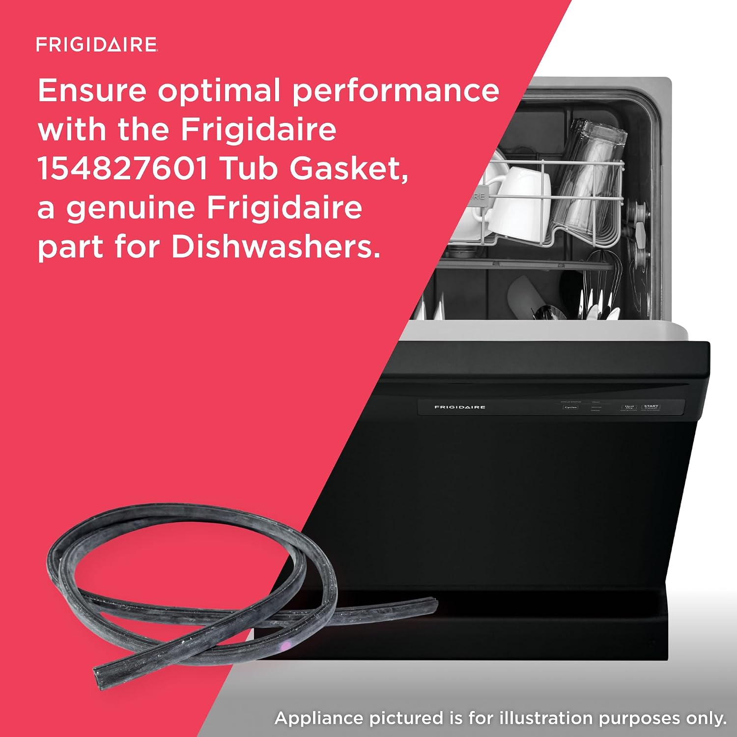 Frigidaire 154827601 Tub Gasket for Dishwashers, Black
