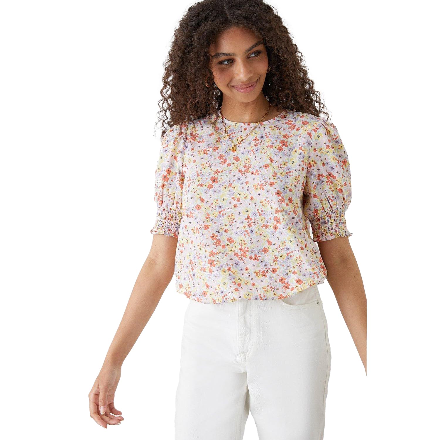 Dorothy Perkins Women's Multi Ditsy Shirred Hem Blouse, 12,