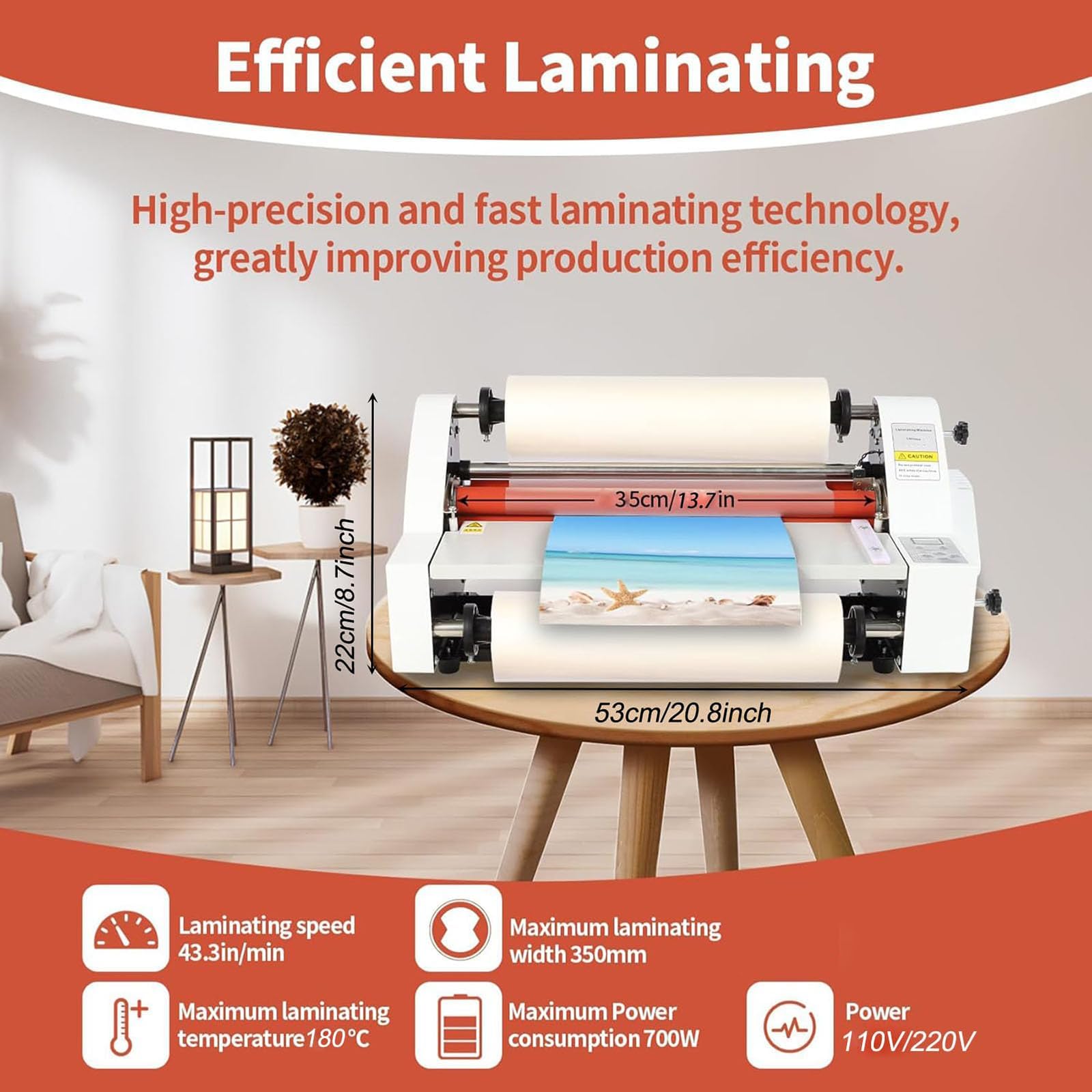 Laminatrice termica commerciale con pellicola laminata in rotolo da 100 m, macchina plastificatrice per rotoli a freddo caldo, display digitale e regolabile 0-180 ℃ per carta con pellicola Pte