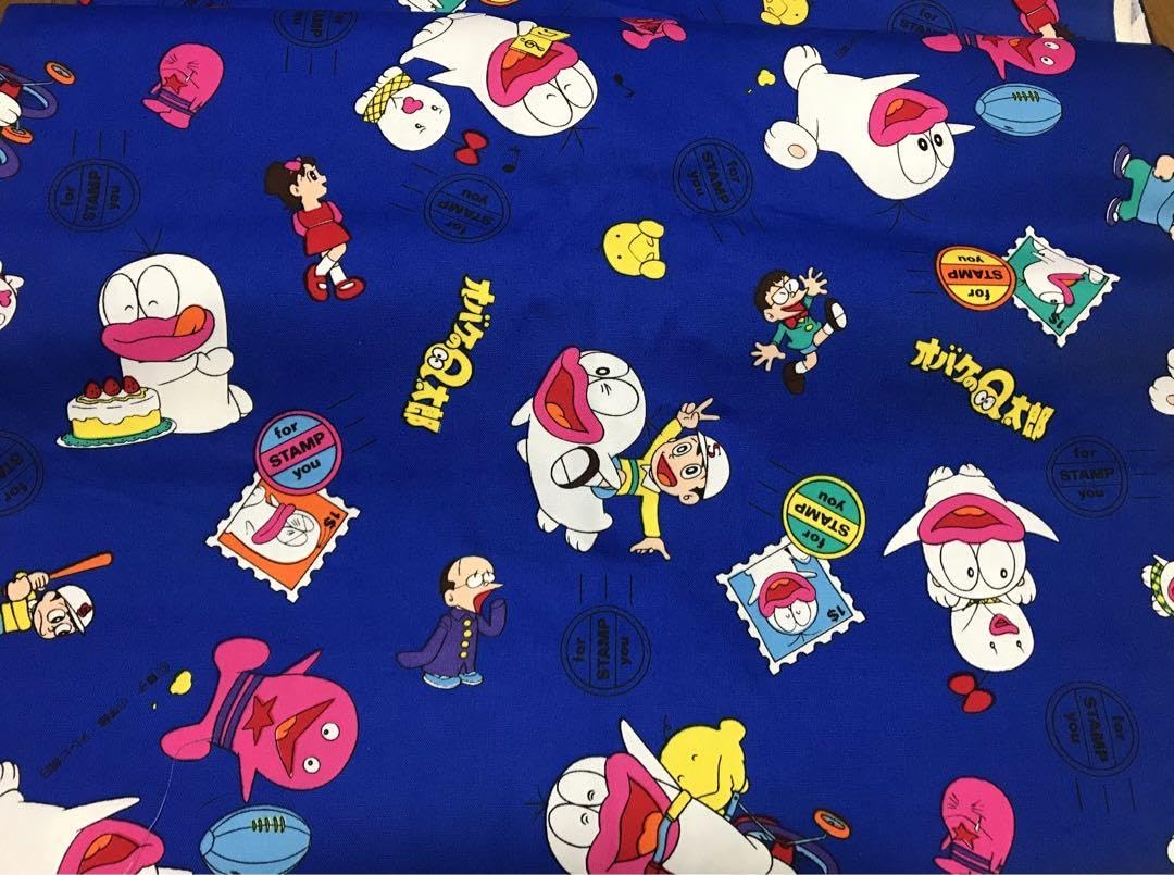美品 オバケのQ太郎 生地 オバケのQ太郎 生地 はぎれ 赤色 2枚