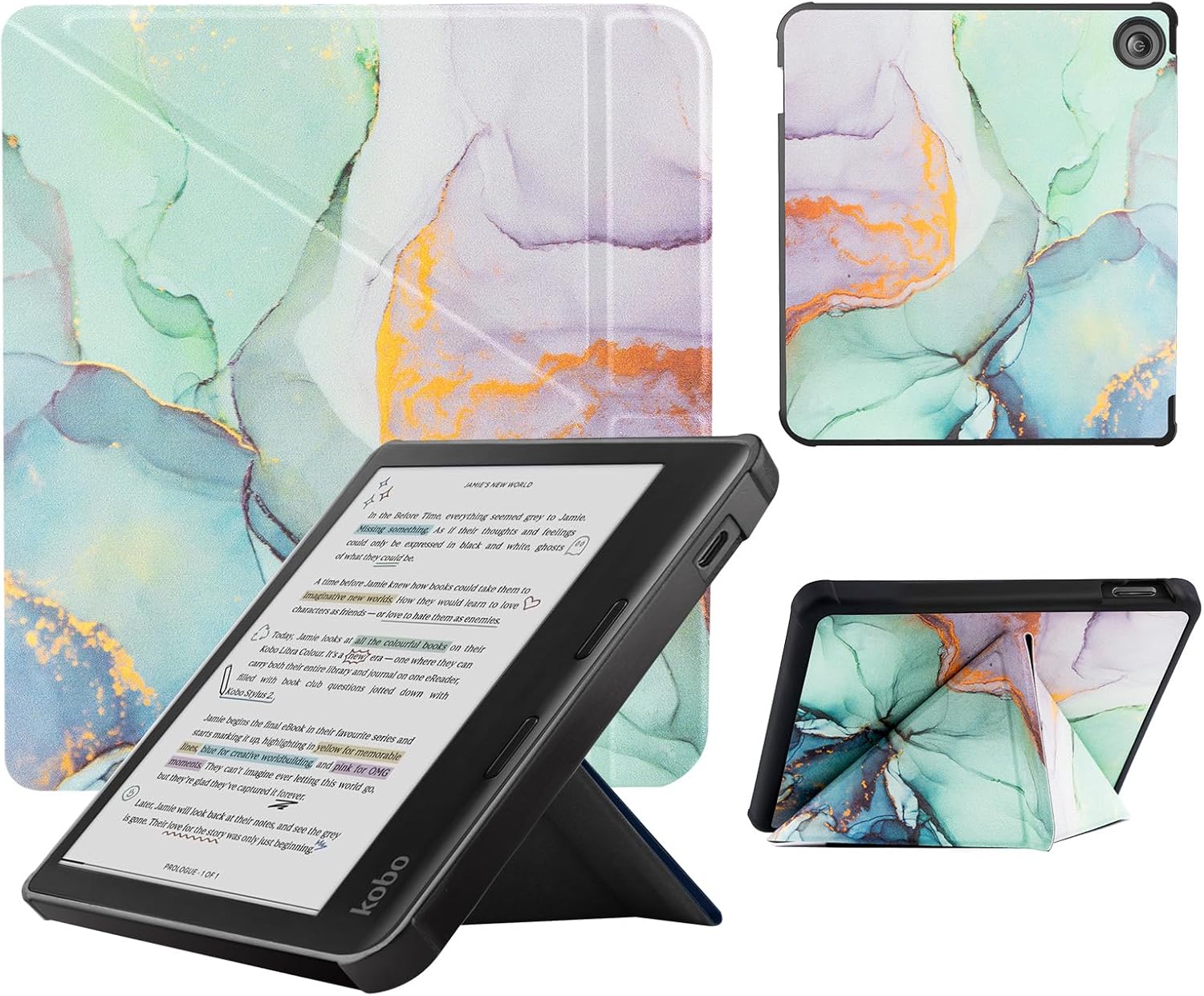 Case Compatible with Kobo Libra Colour(2024) and Kobo Libra 2(2021) e-Reader, Includes a Screen Protector – Premium PU Leather Cover with Auto Sleep/Wake