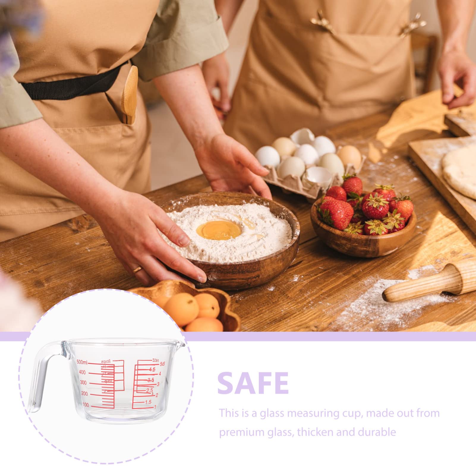 Tasse à mesurer en Verre de 500 ML, pichet gradué pour mesurer et mélanger, pichet à mesurer, Tasses à café au Lait, Outil de Cuisine, Boulangerie pour liquides de cuisin