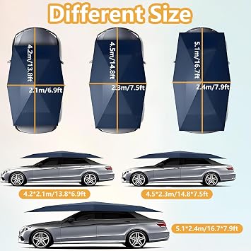 Fully Automatic Car Umbrella Tent, Universal Movable Carport Tent, All-Weather Car Tent, With Remote Control, Roof sunshade keeps your vehicle cool. 4.2 * 2.2m-Blue