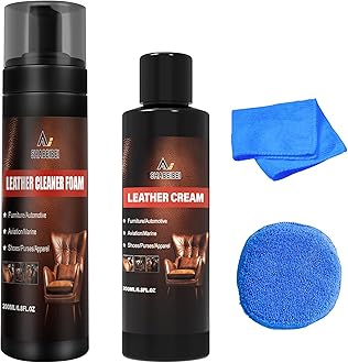 SHABEIBEI Leather Cleaner and Conditioner Kit for Car Seats and Interiors Boots, Bags that Work on Faux Leather, Faux Leather, Faux Leather