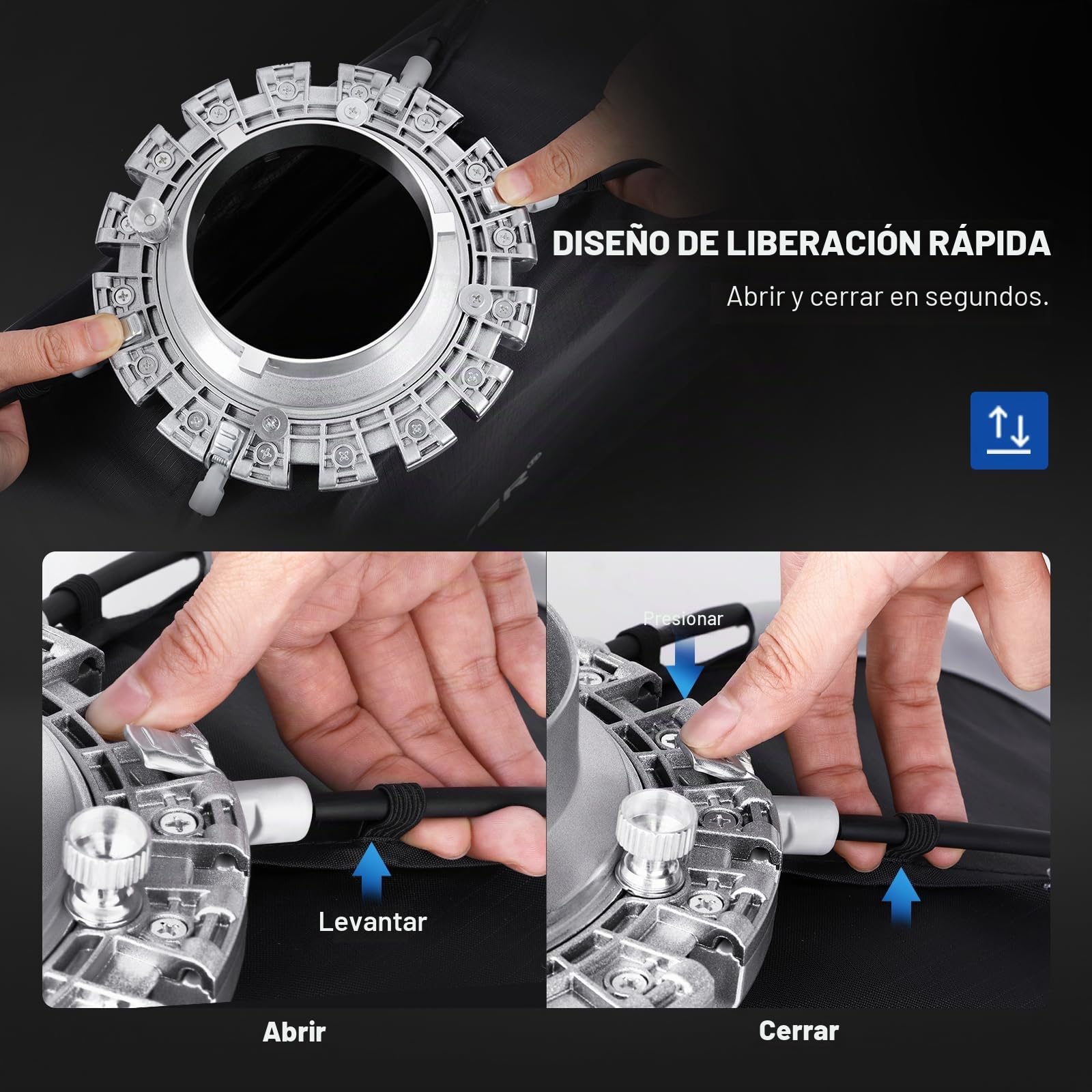 NEEWER 12"x47" Caja de luz Plegable rápida con Rayas rectangulares y Soporte Bowens con difusores/Rejilla de Panal/Funda Compatible con Godox Aputure 120d Luces de vídeo Q4 Flash de Estudio NS17S