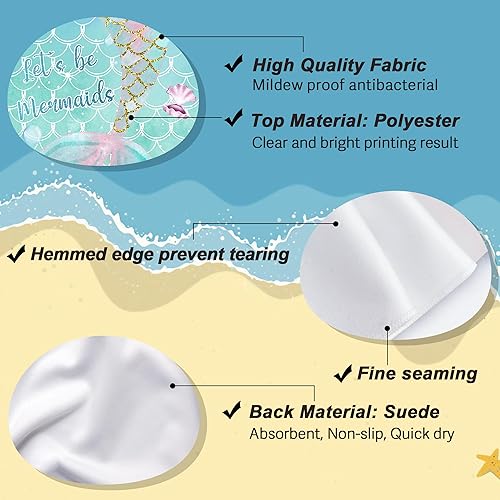 Miniatura 4 de Toallas de playa personalizadas de gran tamaño para niños y bebés, toallas de playa personalizadas de sirena con nombre, toalla de playa de secado