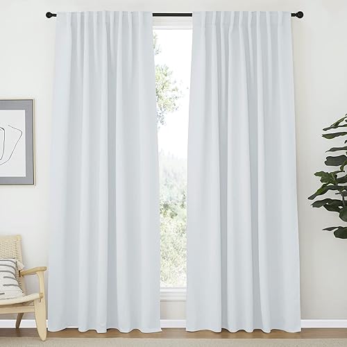 NICETOWN Living Room Darkening Curtain Drapes - (Cloud Grey Color) W70 x L84, Set of 2, Room Darkening Window Treatment Drapery Panels