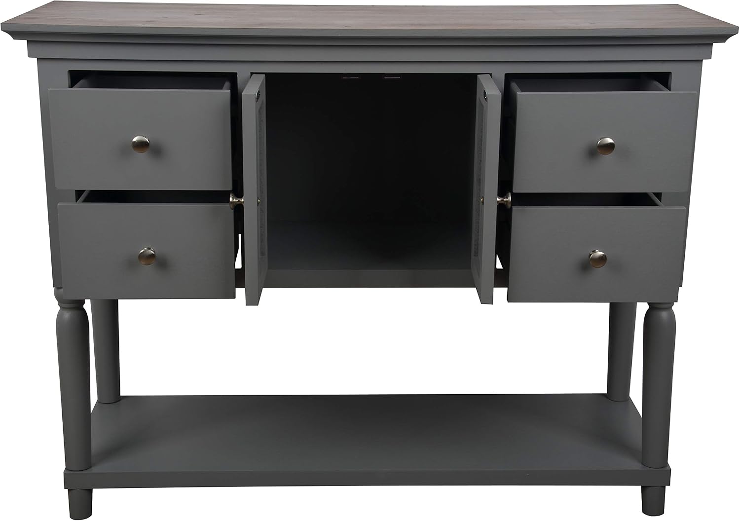 Decor Therapy Taylor Four Drawer Console Table, Gray, 42 in x 14 in x 32 in