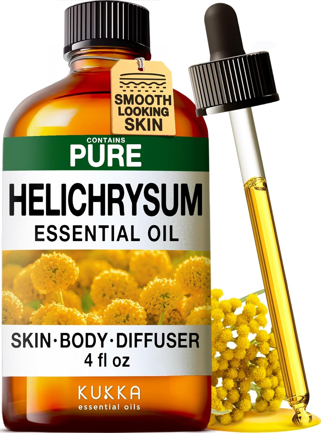 Tea Tree Oil for Skin & Helichrysum Oil for Bruising & Skin Care Set - Aromatherapy Grade Essential Oils Set - 2X 4 fl oz - Kukka