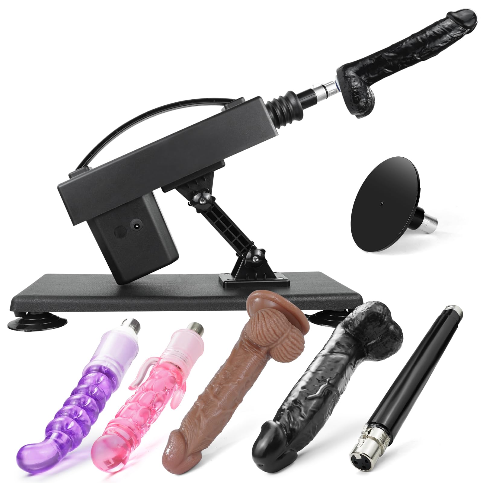 Sexmaschine Fuck Machine Fickle Maschinen & geräte Sexspielzeug für Paare Extrem Sex Masturbations Anal Dildo und Saugnapf-Adapter 6*Dildo Fickmaschine für Frauen Männer (Matte-black)