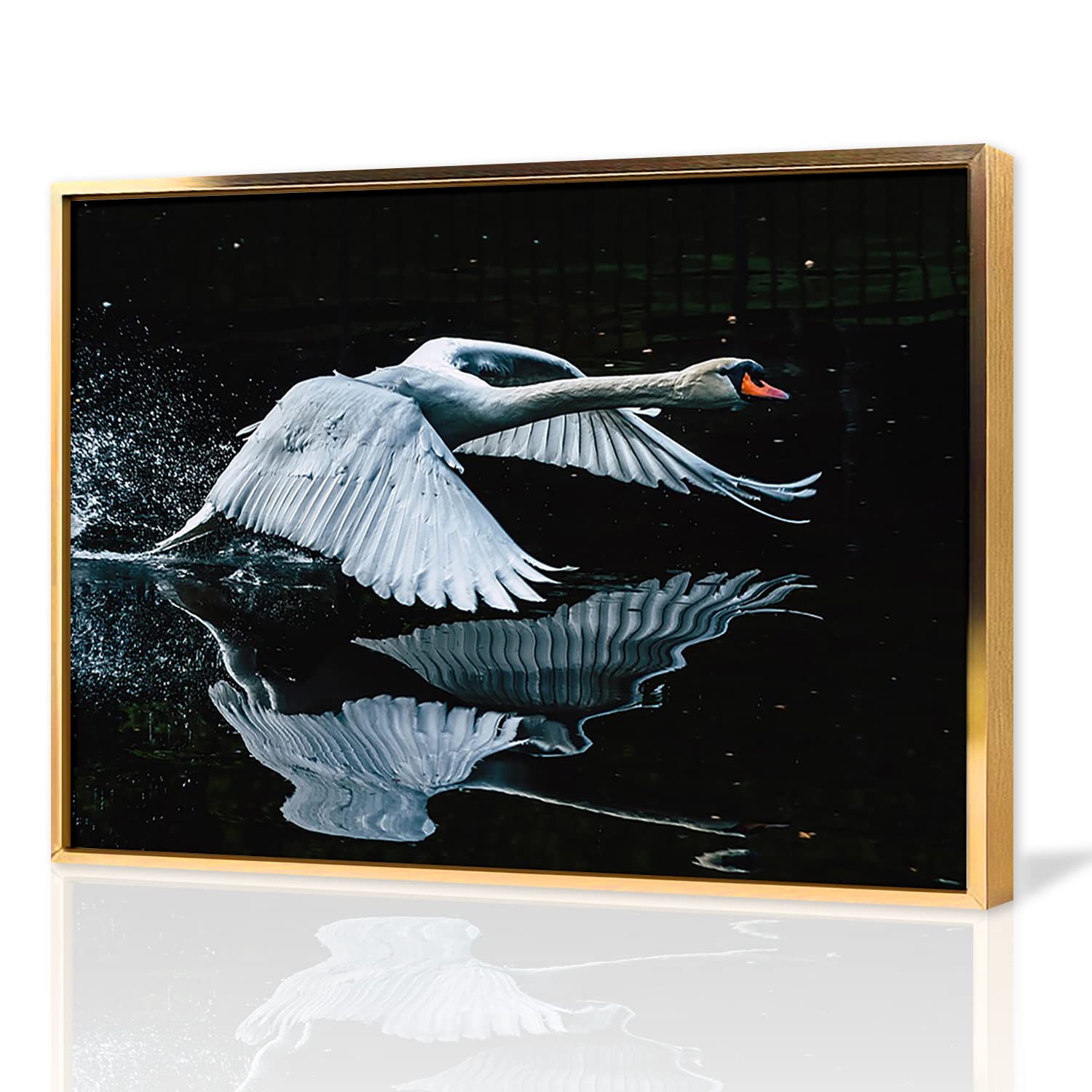 Amazon.co.jp: 絵画 空飛ぶ白鳥ですインテリア 絵画 動物ですアート
