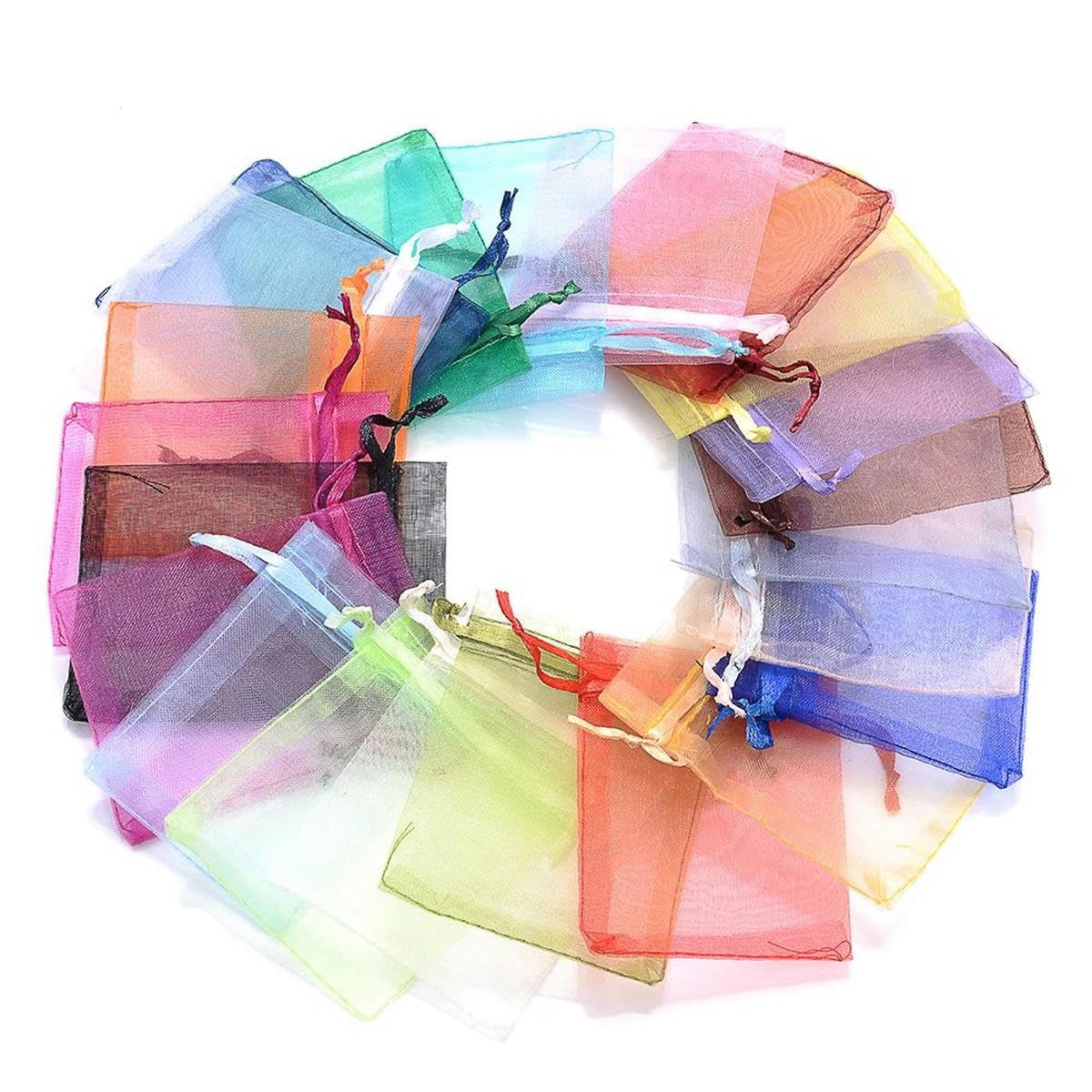 CLTPY 100pcs Sacs Organza 20x30cm Pochettes Cadeau En Organza Sachets à Bijoux Avec Cordon De Serrage Pour Cadeaux Bonbons Faveur De Marriage Fête Anniversaire,Blanc