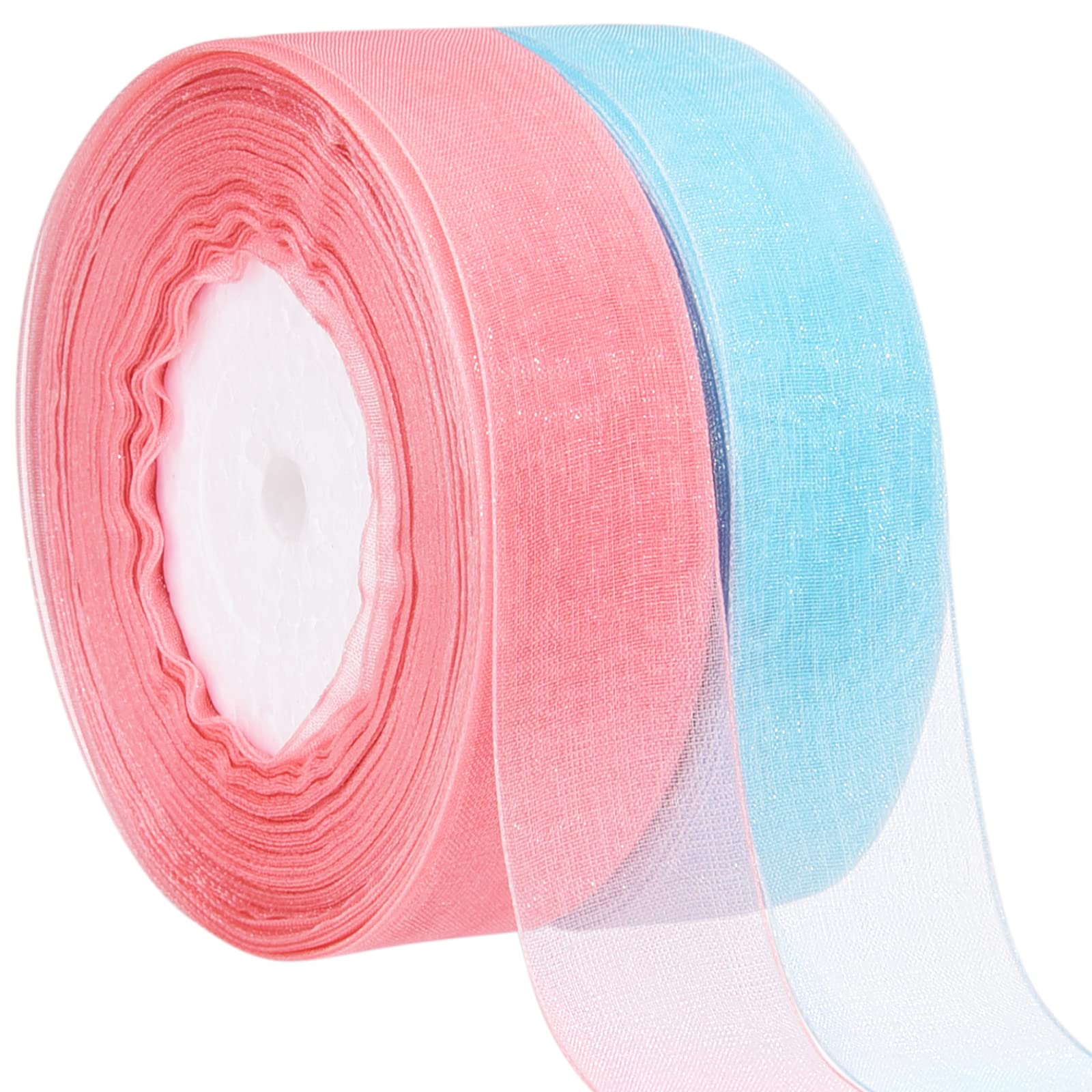 Riban Rol Snapklik.com : Hapeper 2 Rolls 1 Inch Sheer Organza Chiffon Ribbons For ...