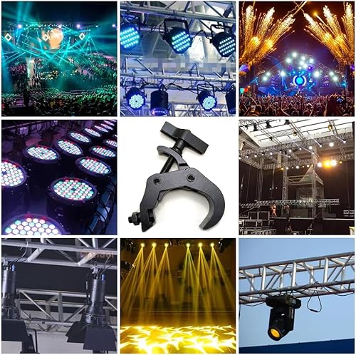 Miniatura 6 de Paquete de 4 abrazaderas de iluminación de escenario resistentes, capacidad de carga de 440 libras, abrazaderas negras de aleación de aluminio,