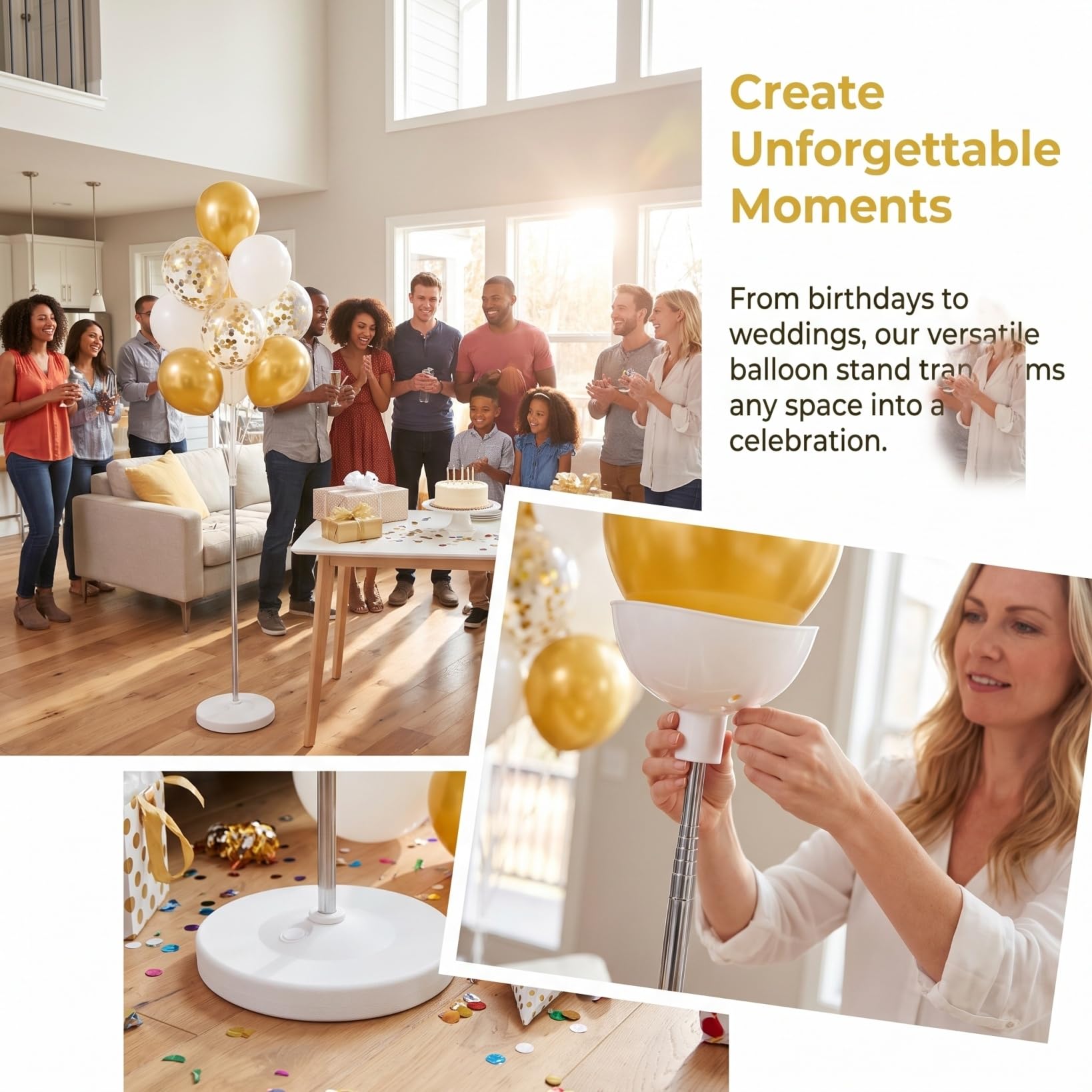 NUOBESTY Juego de 2 soportes para globos de boda con postes ajustables para centros de mesa de fiesta