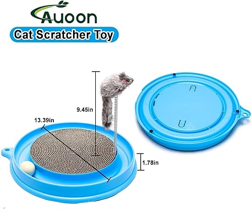 Miniatura 4 de AUOON Juguete Rascador para Gatos - Almohadilla Rascadora para Gatos con Pista de Pelota de Juguete para Gatos y Juguete de Ratón de Peluche para