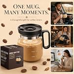 Mug en forme de cafetière avec couvercle, tasse mini cafetière en verre de 16oz, mug de voyage transparent résistant à la chaleur, tasse à café résistante aux éclaboussures pour bureau & cadeau pour les amateurs de café