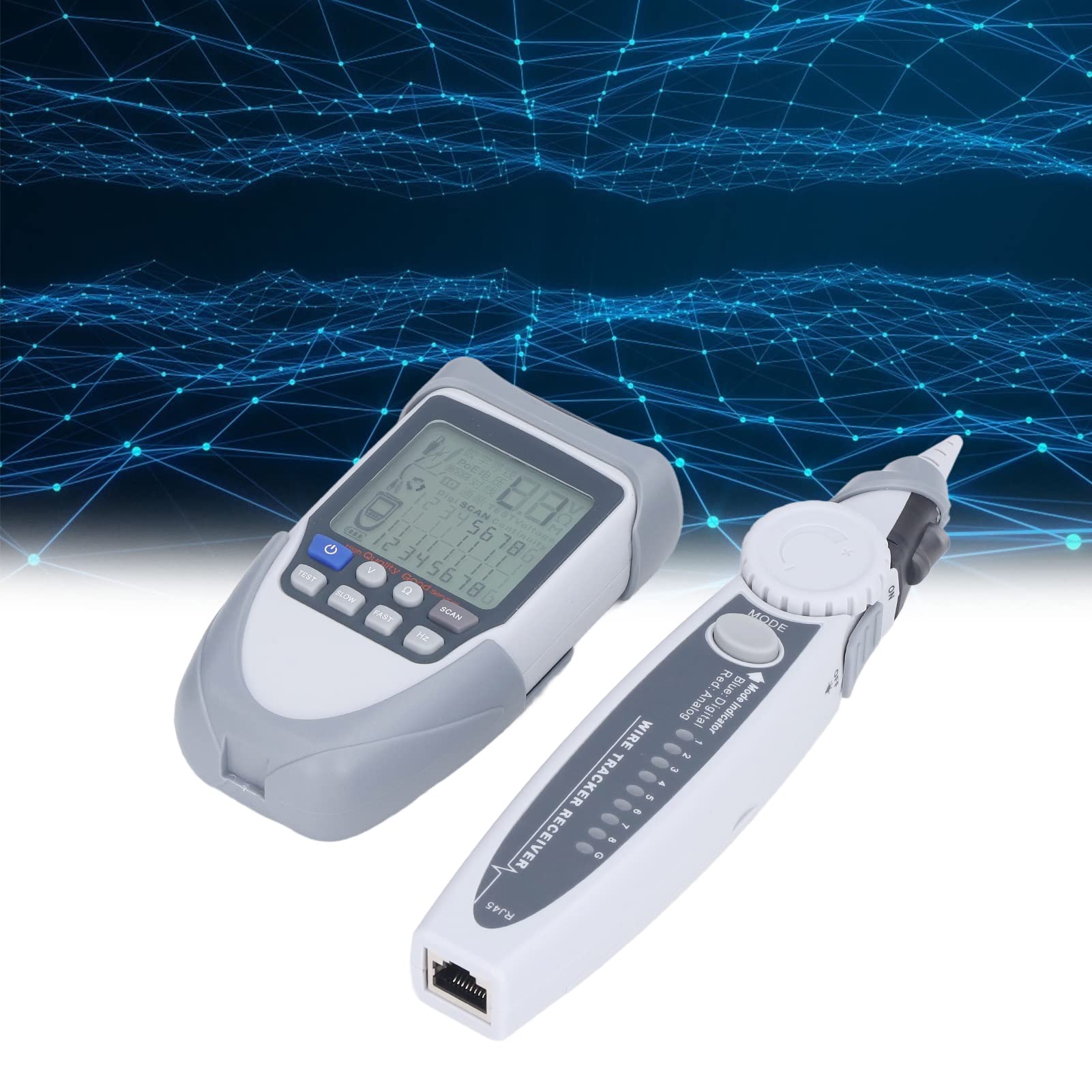 Tester Kabli Sieciowych, Tester Kabli Poe dla CAT5e/CAT6/CAT6a, Tester Sieci Ethernet z Wyświetlaczem LCD, Przewodu Ethernet do Testowania Lokalizacji Uszkodzeń i Pomiaru Długości