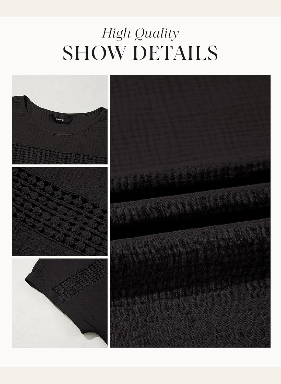 Dokotoo Womens Summer Tops 2026 Crewneck Short Sleeve Hollow Out T-Shirts Casual Loose Solid Color Blouses Shirts - Image 6