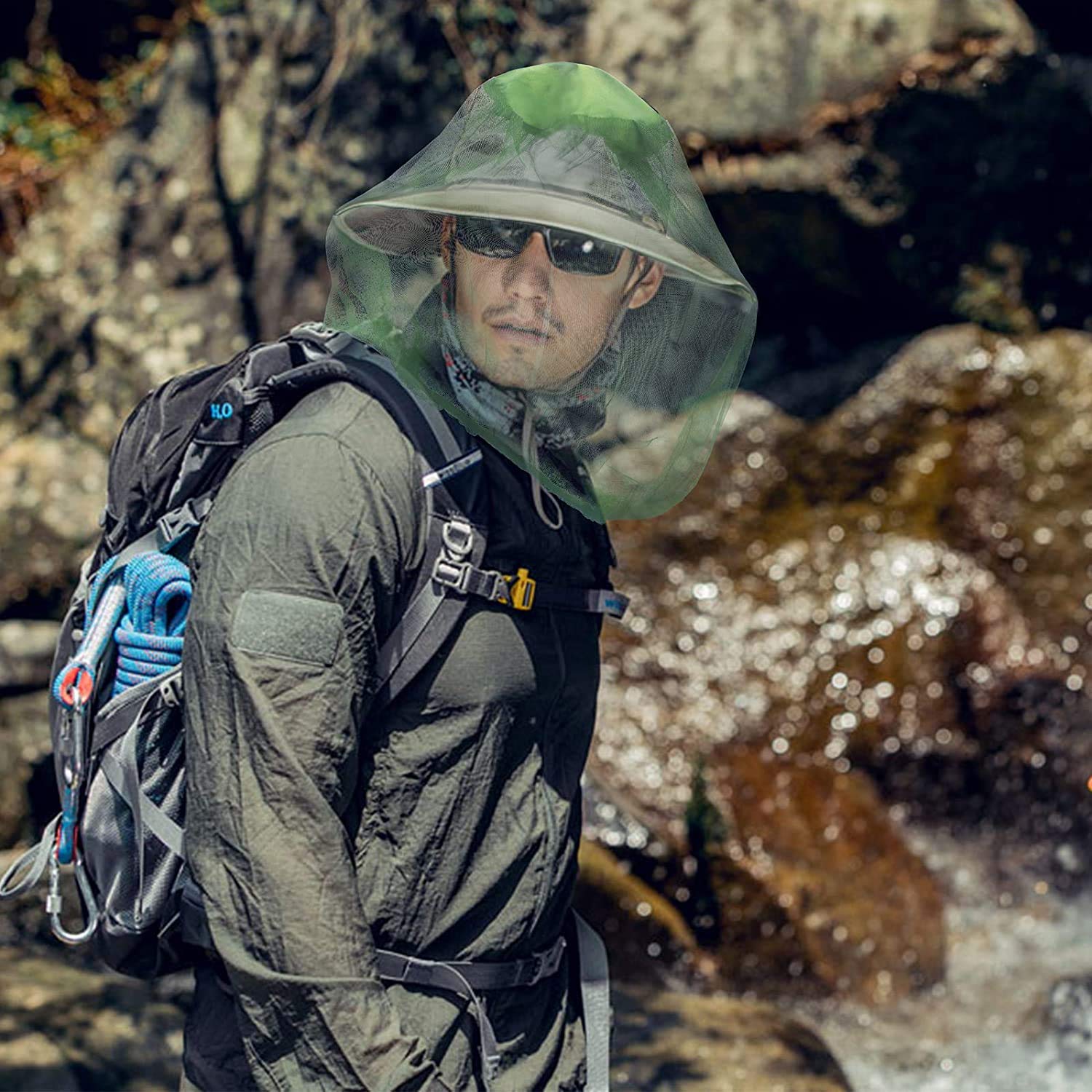 Rete per la Testa Anti Insetti,2 Pack Cappello di Testa a Rete Faciale Anti-zanzara Zanzariera Mosquito Head Net per Protezione del Viso Pesca all'aperto Campeggio Escursionismo