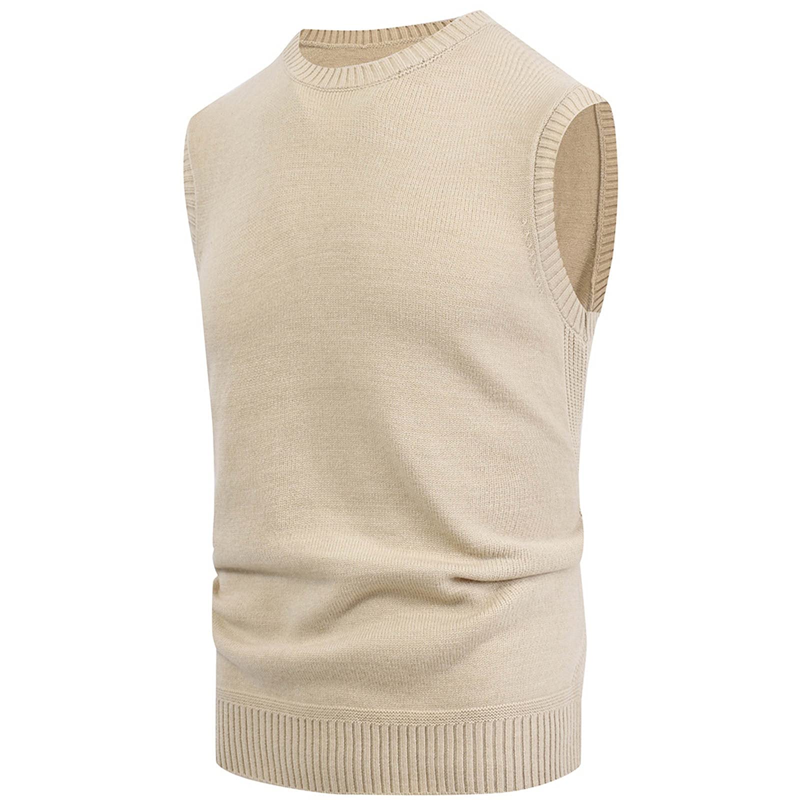 Pullunder Herren Ärmellos Sommer Pullover Herren, Leicht Strickwesten Crew Neck ärmellose Strickpullover Mann Strick Unterhemd ohne Ärmel Strick Tanktops Casual Sweater Strickwaren