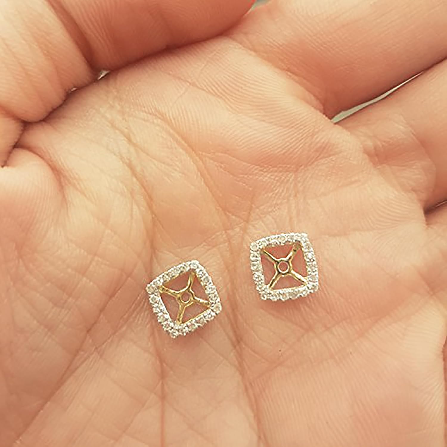 Dazzlingrock Collection 0.25 Ctw 18K Real Solid Gold Round White Natural Diamond Removable Jackets For Stud Earrings
