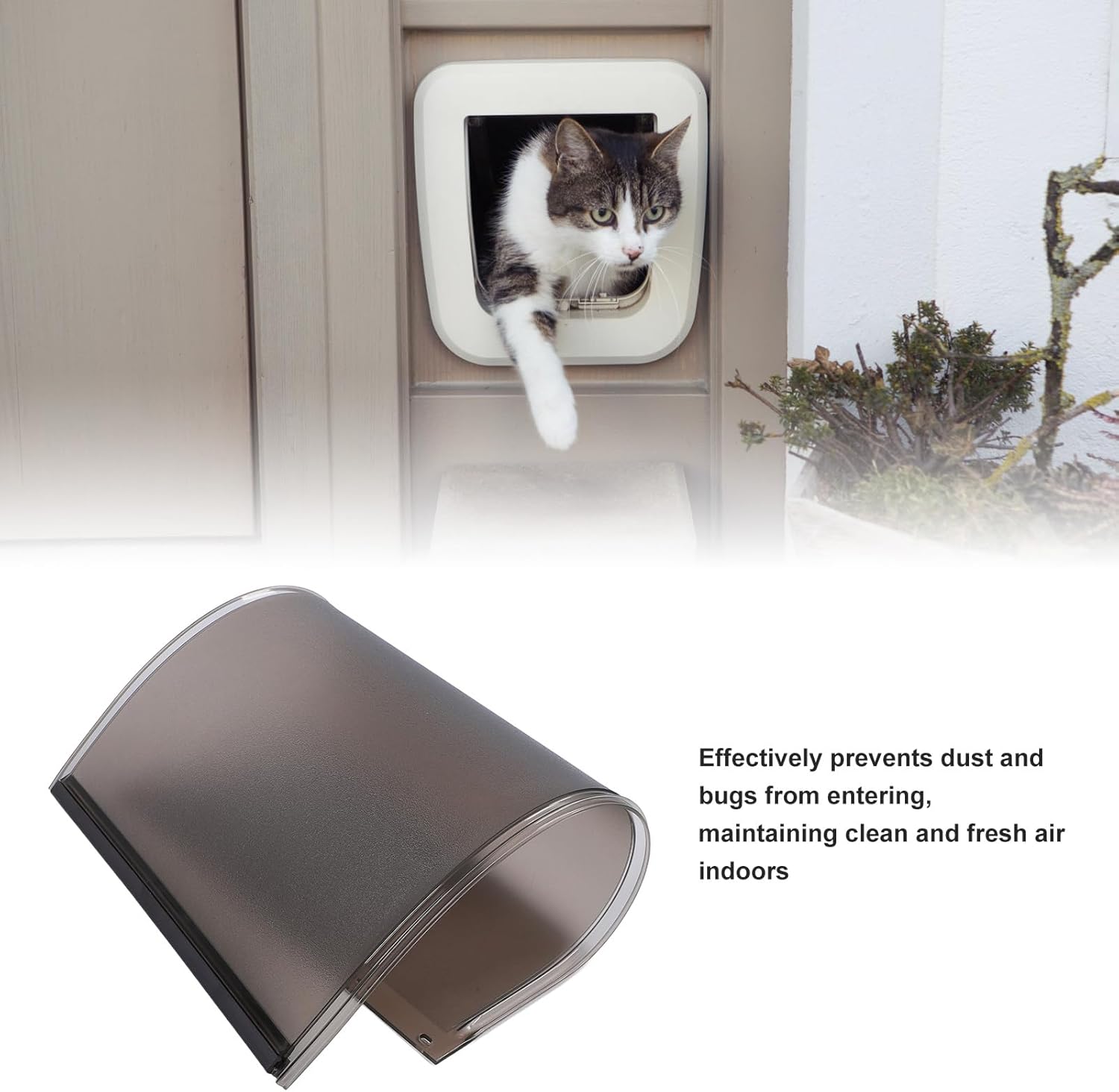Magnetic Pet Door Strips, Thermal Insulation Soft Plastic Clear Doggy Door Replacement Flap for Various Home Styles (L)