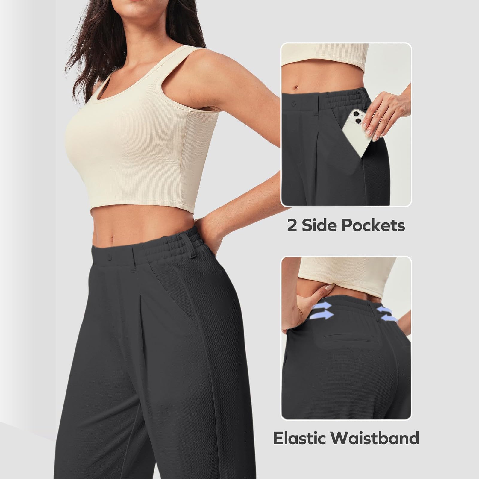 Generisch Pantalones de traje para mujer, pantalones de pierna ancha