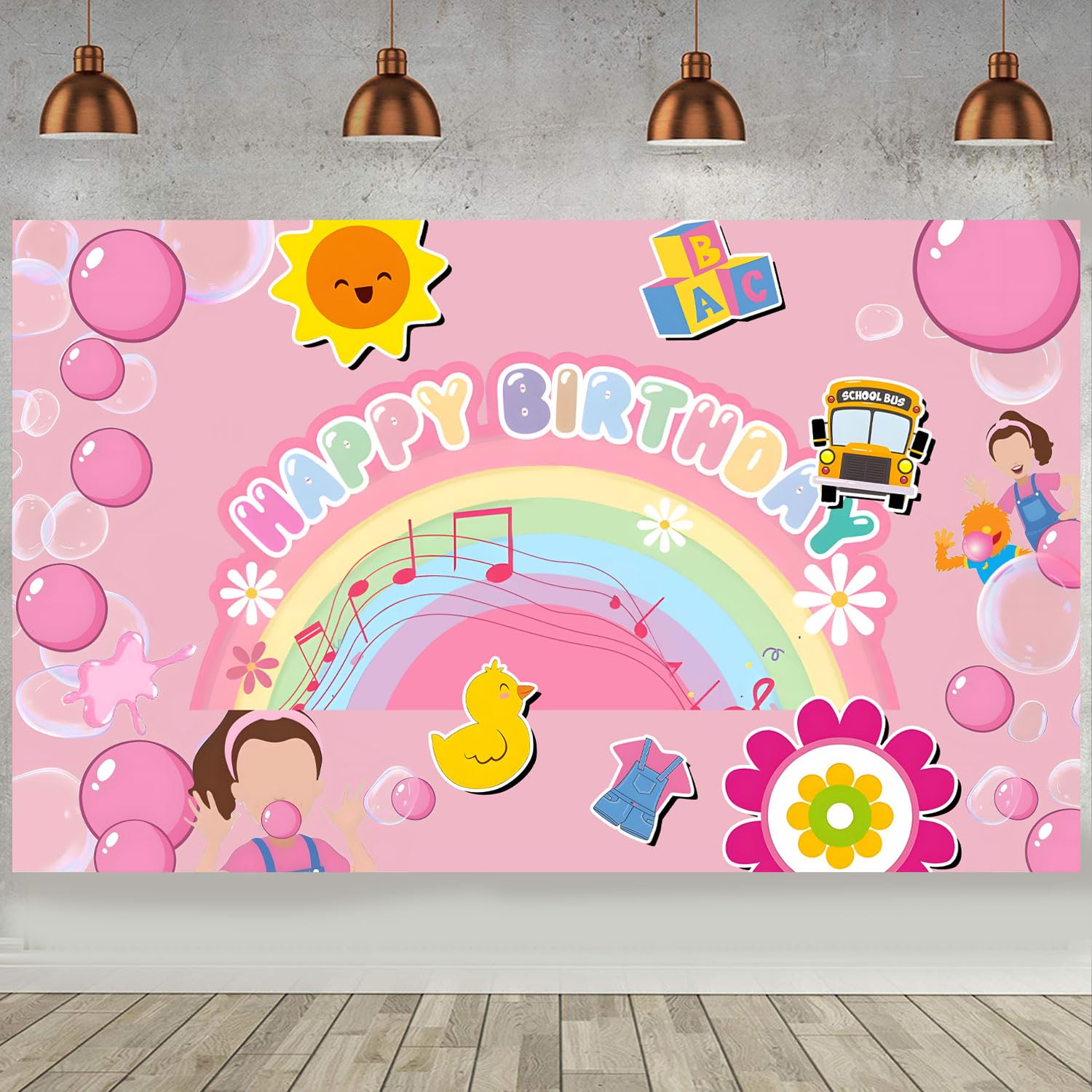 Rachel Girls Birthday Backdrop for Party Decorations, Cartoon Teacher Photo Booth Banner Props Party Supplies Background for Fans Adults Birthday Favors(70.86 * 43.3Inch)