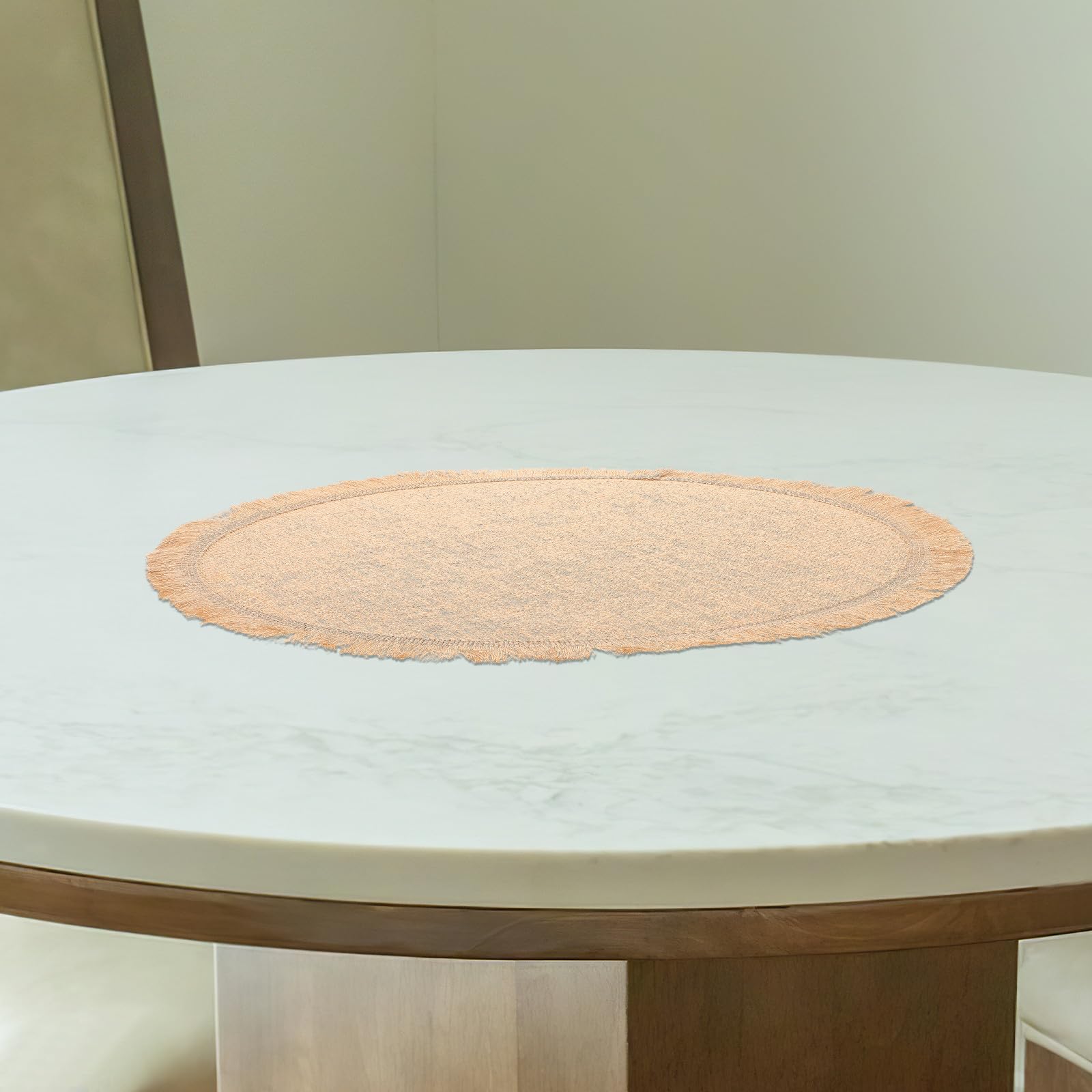 Ciieeo Tovagliette Rotonde in Iuta Intrecciata 8 Pezzi con Bordo in Pizzo, Sottoposate Rettangolari 37x40 Cm, Resistenti e Decorative per Cucina e Feste Stile Rustico