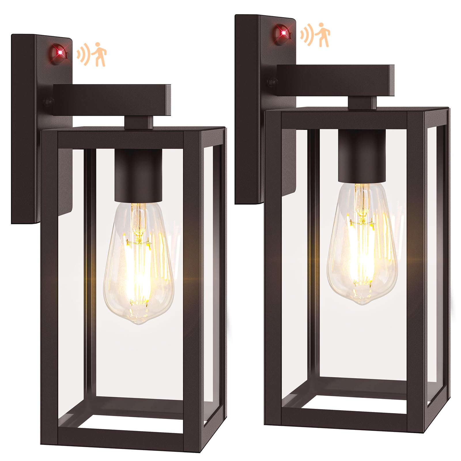 Photo 1 of BesLowe 2-Pack 13” Upgraded Motion Sensor Outdoor Wall Lights, Brown