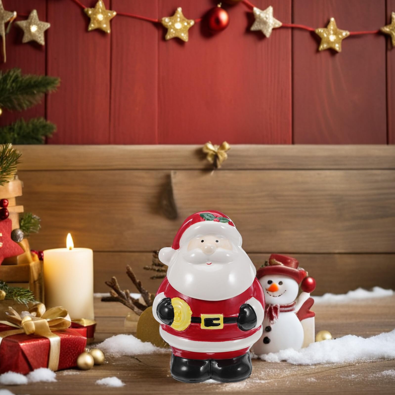 Ciieeo Barattolo Natalizio per Biscotti in Ceramica con Coperchio Ermetico Contenitore Piccolo Babbo Natale per Caramelle Dolci e Cioccolatini Decorazione da Tavolo per Feste di Natale