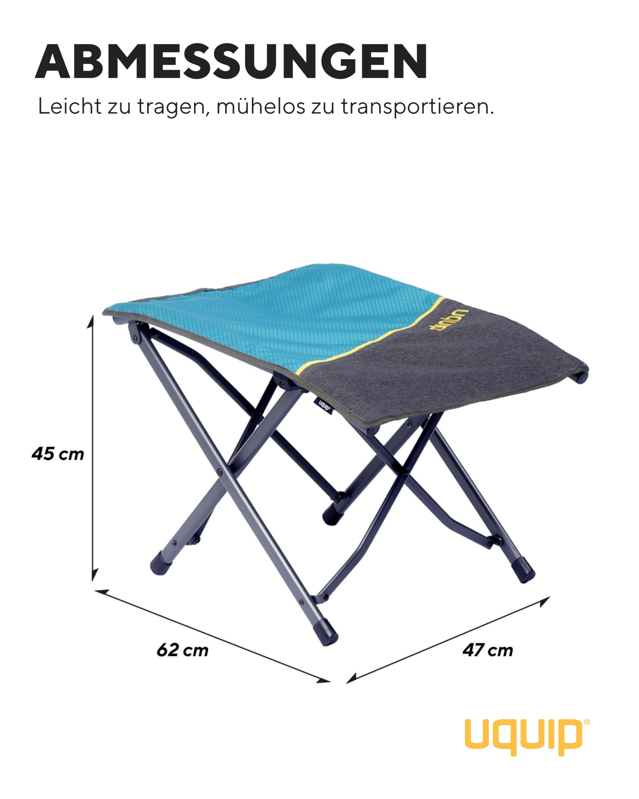 Uquip Fußablage Finley Fußbank Camping Stuhl Klappstuhl Fuß Stütze Hocker Stahl Petrol/Grey