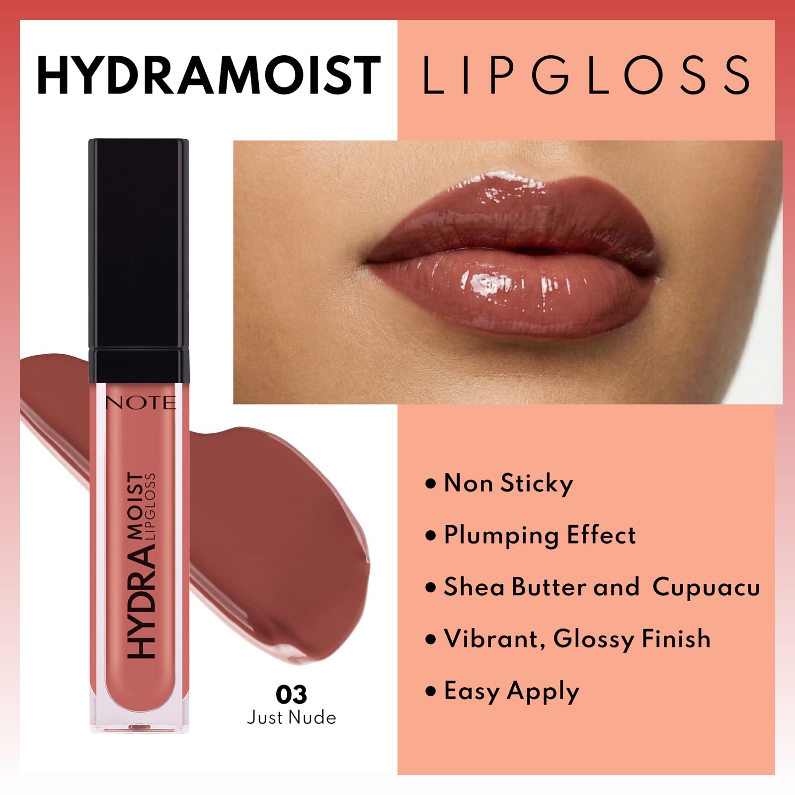 Note Cosmetics Hydramoist Lipgloss Nemlendirici Dudak Parlatıcısı - 03 Just Nude - Nude