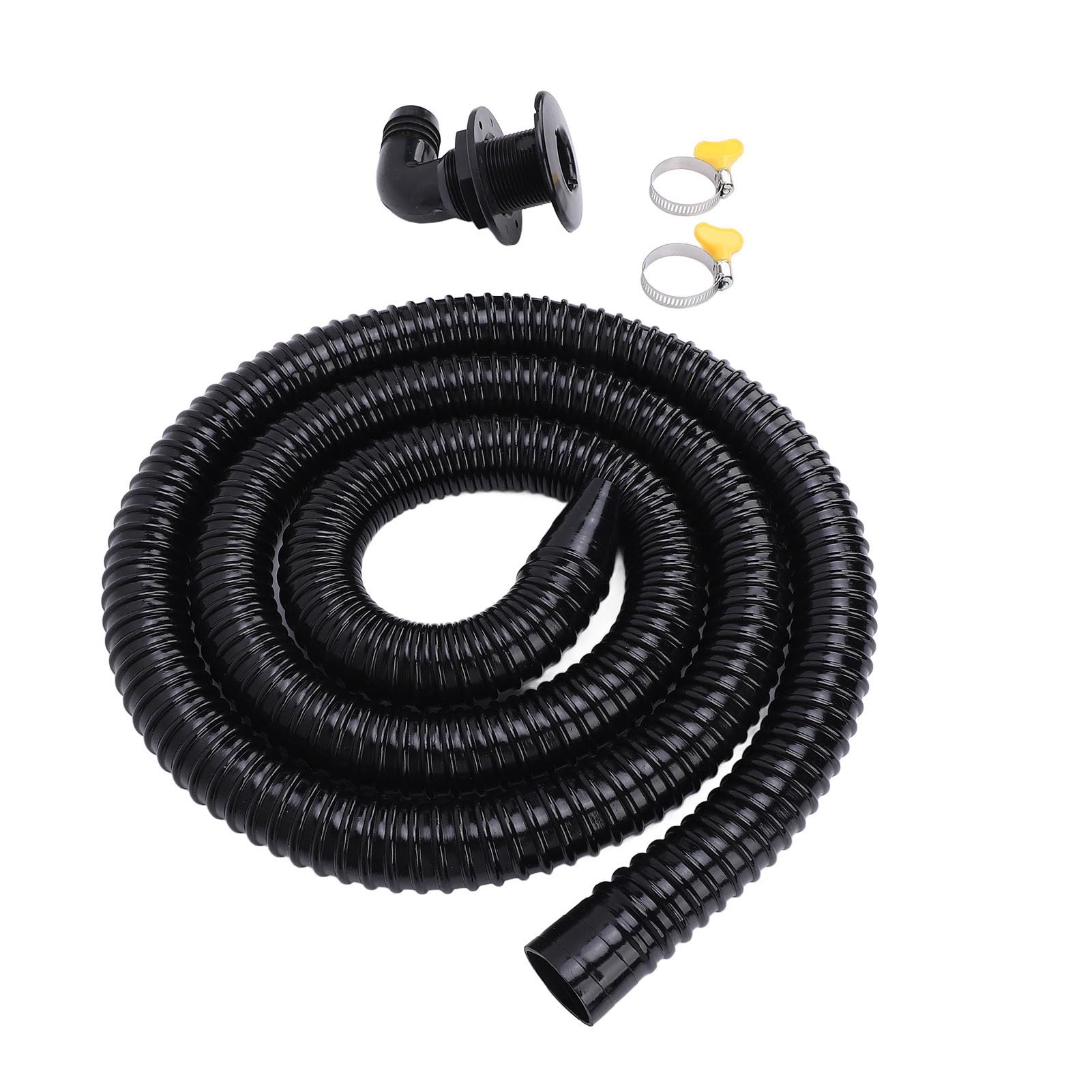aqxreight Boat Bilge Installation Kit Efficient Marine Bilge Drainage System with Flexible Thicken Pipe Clamps and Elbow Connector for 1100GPH Pump White Performance Drainage Boat Bilg (Black)