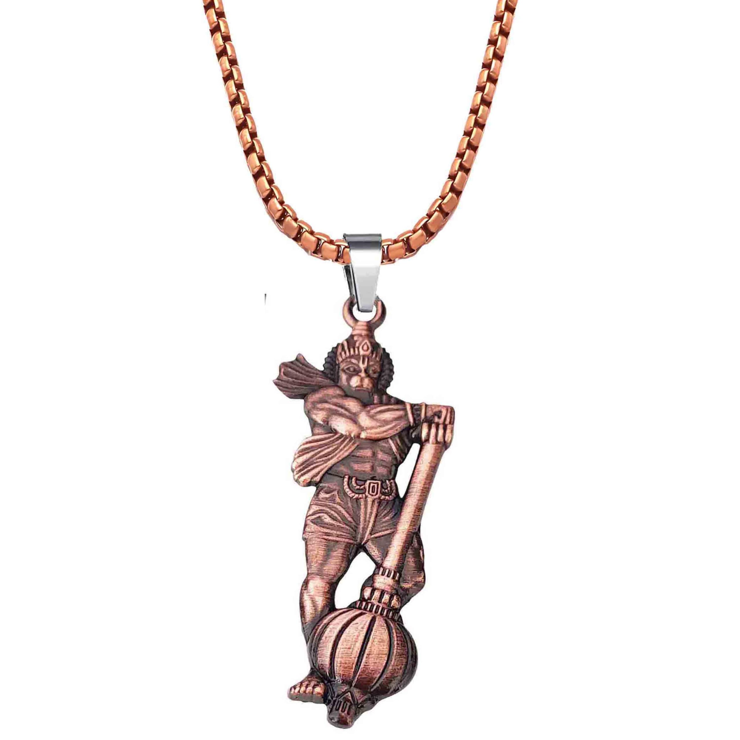 Solid Brass Hanuman Ji Pendant Necklace With 22 Inch Box Stainless Steel Chain - Energy & Devotion-Spiritual Gift for Strength and Courage-image-22