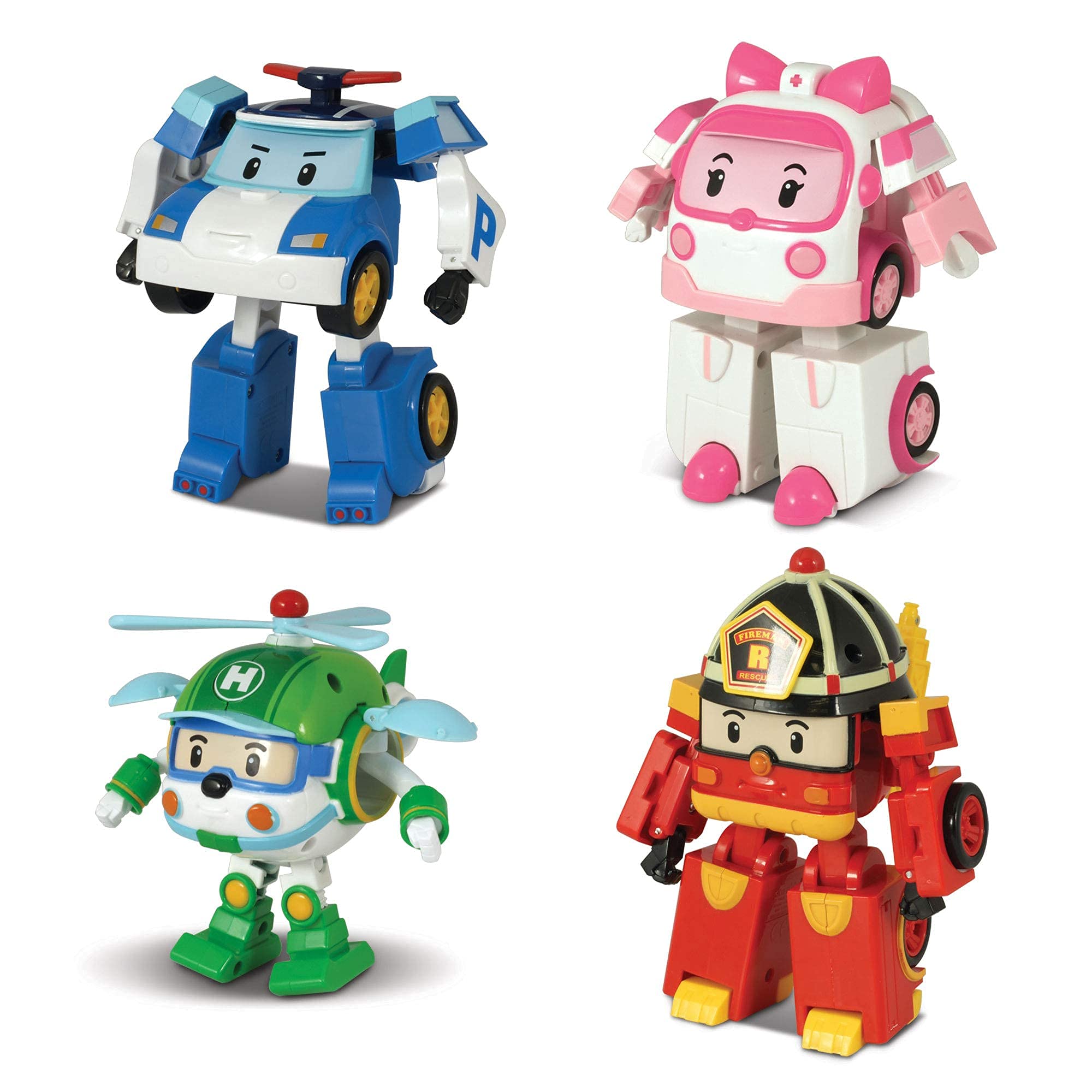 [4Pack Bundle] Robocar Poli Poli + Amber + Roy + Helly Transforming