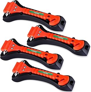LIHAO レスキューハンマー 4個セット 脱出用ハンマー 車 シートベルトカッター ガラス 割る 脱出ハンマー 緊急脱出ハンマー 車用 家用 安全ハンマー 緊急ライフハンマー シートベルカッター付き 緊急ツール ケースホルダー付き