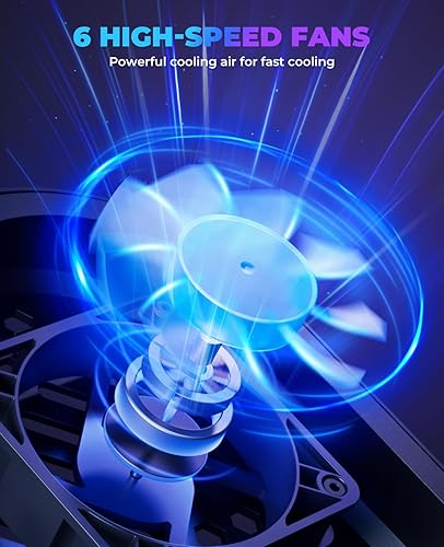 Miniatura 2 de HAVIT Almohadilla de refrigeración para laptop con 6 ventiladores silenciosos y alturas ajustables para portátiles de 12 a 14.1 pulgadas, puertos