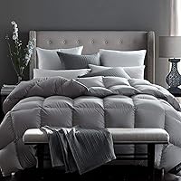 Vista 12 de Globon Edredón de plumón de ganso blanco, tamaño Queen, relleno de edredón pesado de plumón de invierno, funda de 100 % algodón, ropa de cama