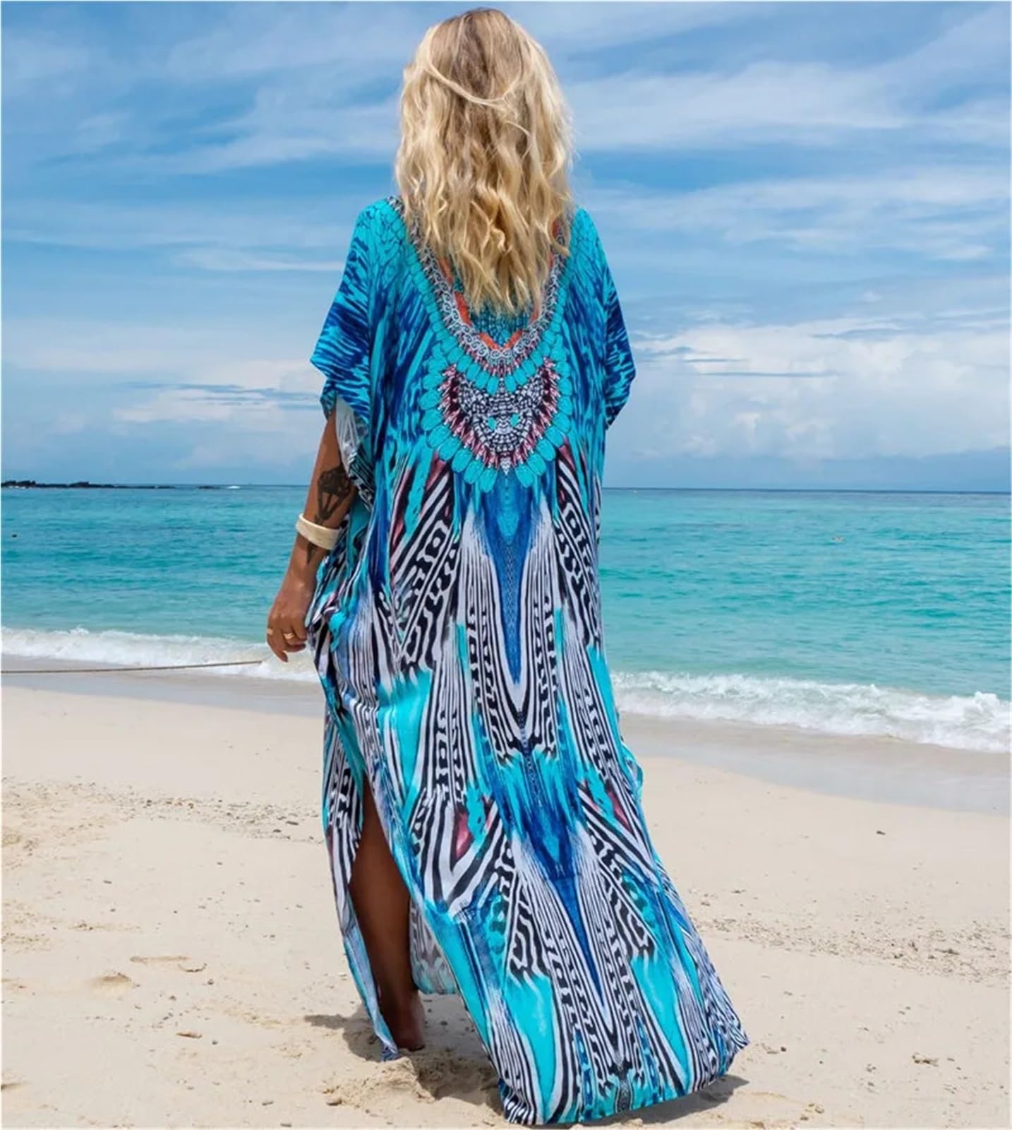 Copricostume da Bikini Abiti da Donna Taglie Forti Abito con Scollo a V Ampio per Vacanza