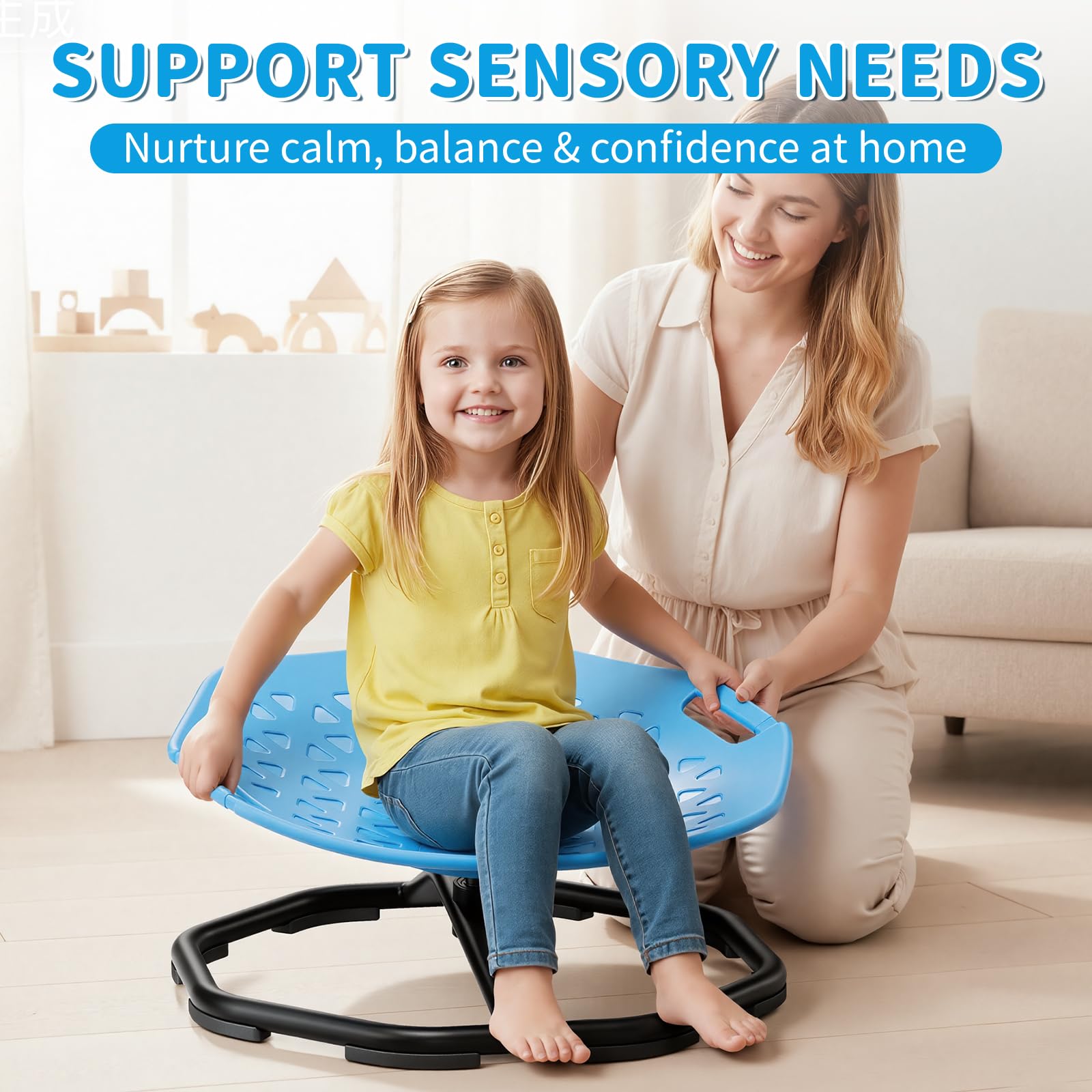 Pandapop Sedia Girevole Bambini Sensoriale con Maniglie Rinforzate e Seduta Aggiornata, Sedia per Bambini con Autismo a 360° con Base Antiscivolo, Gioco Sensoriale Autismo, Strumento Aiuto ADHD