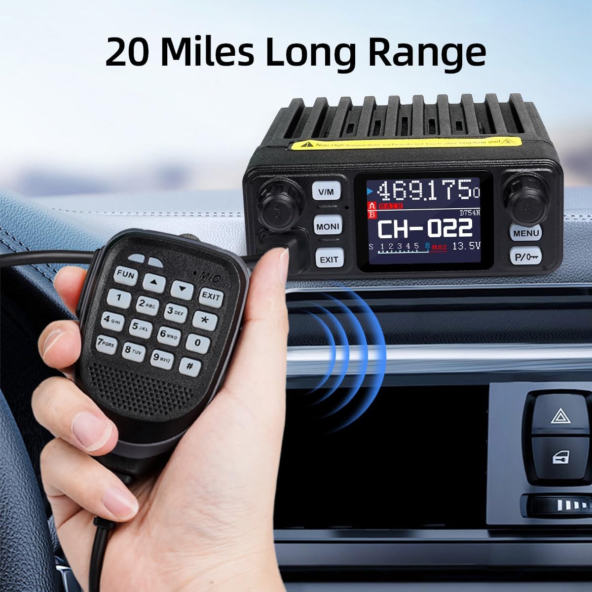 KSUN Car CB Radio- Long Range Two-Way Radio with Dual Mode, 2.1" Display, Smart Temperature Control for Off-Roading, Self-Driving Adventures & Camping 5200D (1 Pack, Black)