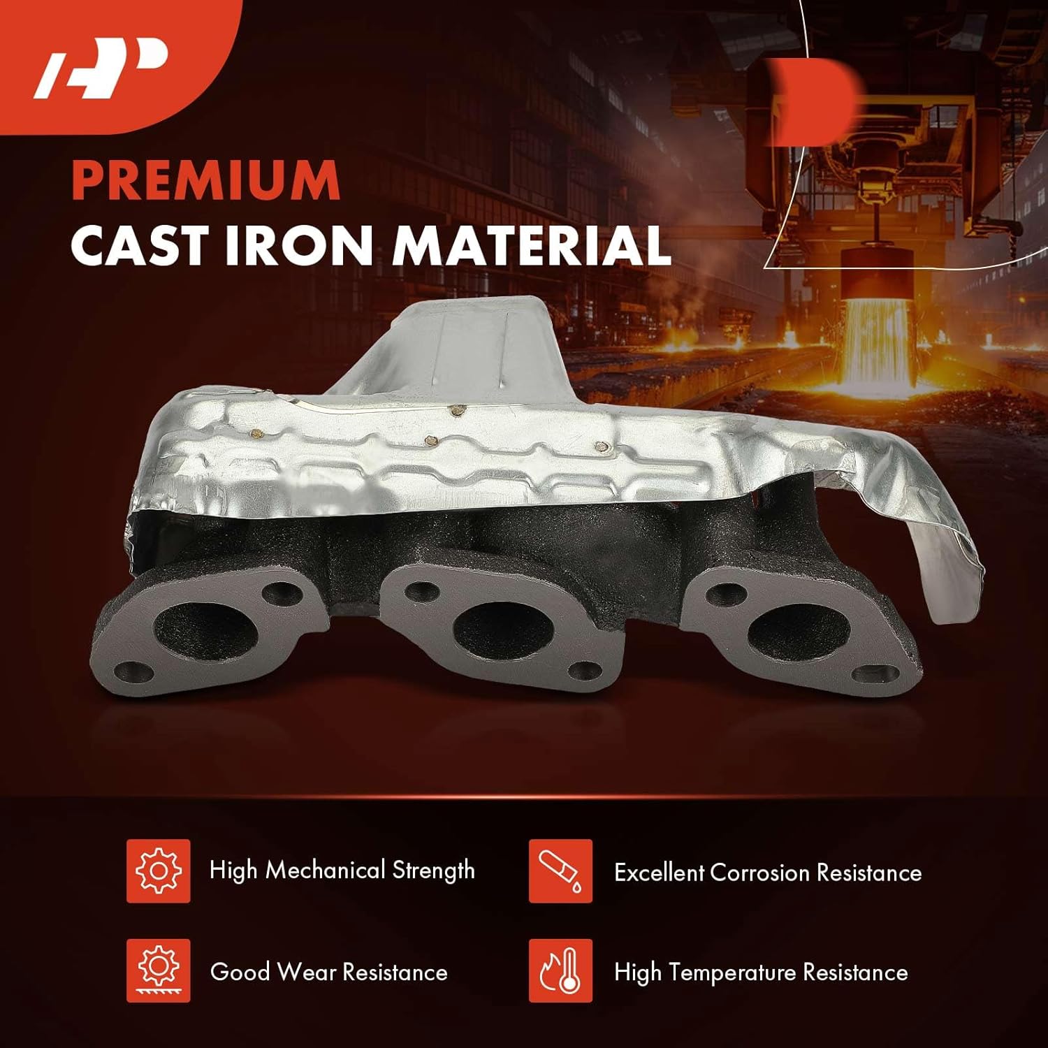 A-Premium 2PCS V6 3.3L Exhaust Manifold Kits W/Gasket, Flange, Nuts, Heat Shield Compatible with Nissan Frontier 1999-2004, Xterra 2000-2004, Left and Right Side