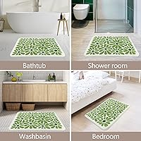 Vista 7 de SHIYUE Alfombras verdes de baño, tapetes de piso de microfibra suaves y esponjosos para baño, antideslizantes e impermeables en el reverso, tapete