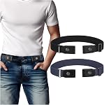 BELTROAD 2 PCS Buckless Belt Men, No Buckle Belt Men Women For Jeans Pants | 2 PCS Stretchy Invisible Belt without Buckle, No Buckle Belt Women, Elastic Stretch Buckleless Belt for Men Jeans Pants Gift