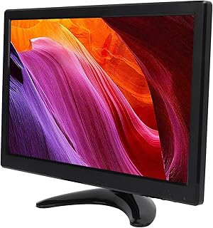 Monitor de Tela LCD de 12 Polegadas, Tela Colorida HD VGA AV BNC Entrada DC USB 100-240V Alto-falantes Duplos Interface Multimídia HD para Computador Doméstico (Plugue dos EUA)